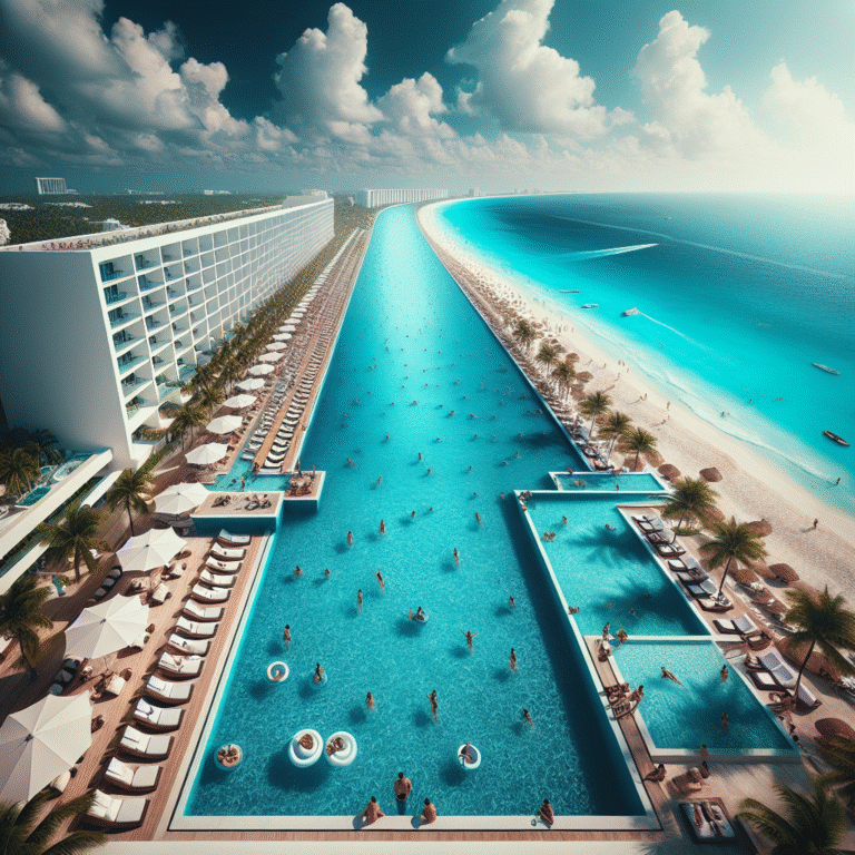 Mega alberca de casi 1 km en el nuevo hotel de Cancún