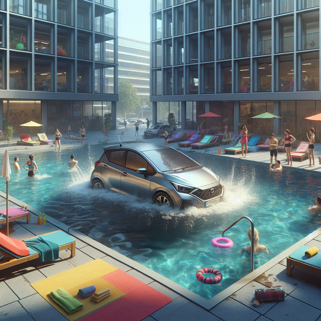 ¡Locura! Auto termina en alberca de gimnasio: ¿Cubre el seguro?